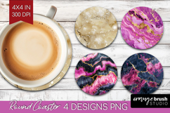 Marble Texture Round Coaster - Stone Texture Coaster PNG Product Image 1