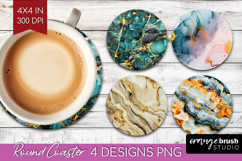Marble Texture Round Coaster - Stone Texture Coaster PNG Product Image 1
