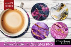 Marble Texture Round Coaster - Stone Texture Coaster PNG Product Image 1