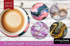 Marble Texture Round Coaster - Stone Texture Coaster PNG Product Image 1