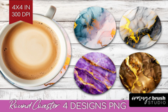 Marble Texture Round Coaster - Stone Texture Coaster PNG Product Image 1