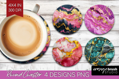 Marble Texture Round Coaster - Stone Texture Coaster PNG Product Image 1