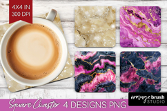 Marble Texture Square Coaster - Stone Texture Coaster PNG Product Image 1