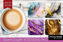 Marble Texture Square Coaster - Stone Texture Coaster PNG Product Image 1