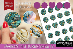 Marble Texture Round Sticker - Stone Texture Printable Sheet Product Image 1