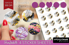 Marble Texture Round Sticker - Stone Texture Printable Sheet Product Image 1