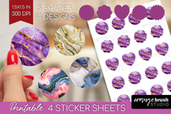 Marble Texture Round Sticker - Stone Texture Printable Sheet Product Image 1