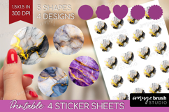Marble Texture Round Sticker - Stone Texture Printable Sheet Product Image 1