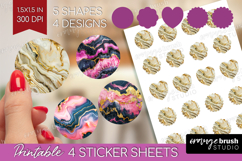 Marble Texture Round Sticker - Stone Texture Printable Sheet Product Image 1