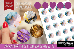 Marble Texture Round Sticker - Stone Texture Printable Sheet Product Image 1
