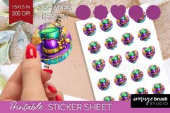 Mardi Gras Round Sticker - Carnival Printable Sticker Sheet Product Image 1