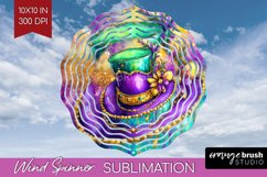 Mardi Gras Wind Spinner Sublimation PNG - Carnival Round Product Image 1