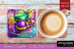 Mardi Gras Square Coaster - Carnival Coaster PNG Sublimation Product Image 1