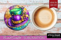 Mardi Gras Round Coaster - Carnival Coaster PNG Sublimation Product Image 1
