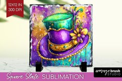 Mardi Gras Slate PNG - Carnival Square Slate Sublimation Product Image 1