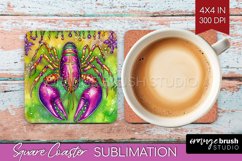 Mardi Gras Square Coaster - Carnival Coaster PNG Sublimation Product Image 1
