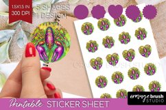 Mardi Gras Round Sticker - Carnival Printable Sticker Sheet Product Image 1