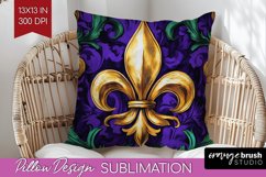Mardi Gras Pillow Sublimation - Carnival Pillow Cover PNG Product Image 1