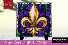 Mardi Gras Slate PNG - Carnival Square Slate Sublimation Product Image 1