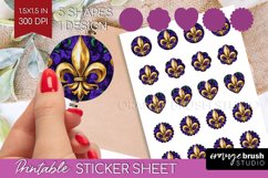Mardi Gras Round Sticker - Carnival Printable Sticker Sheet Product Image 1