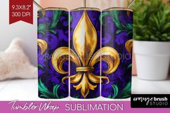 Mardi Gras Tumbler Wrap - Carnival Tumbler PNG Sublimation Product Image 1