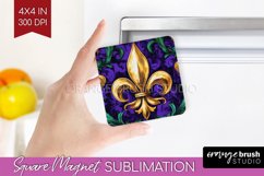 Mardi Gras Magnet Sublimation - Carnival Square Magnet PNG Product Image 1