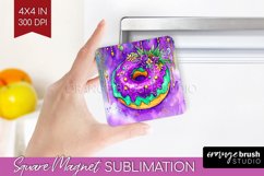 Mardi Gras Magnet Sublimation - Carnival Square Magnet PNG Product Image 1