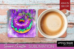 Mardi Gras Square Coaster - Carnival Coaster PNG Sublimation Product Image 1