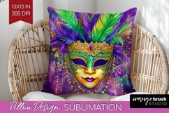 Mardi Gras Pillow Sublimation - Carnival Pillow Cover PNG Product Image 1