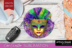 Mardi Gras Car Coaster - Carnival Coaster PNG Sublimation Product Image 1