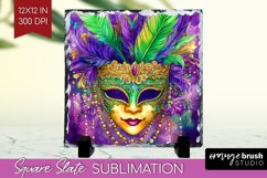Mardi Gras Slate PNG - Carnival Square Slate Sublimation Product Image 1