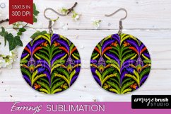 Mardi Gras Round Earrings - Carnival PNG Sublimation Product Image 1