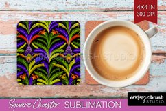 Mardi Gras Square Coaster - Carnival Coaster PNG Sublimation Product Image 1