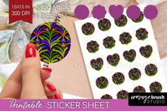 Mardi Gras Round Sticker - Carnival Printable Sticker Sheet Product Image 1