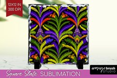 Mardi Gras Slate PNG - Carnival Square Slate Sublimation Product Image 1
