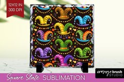 Mardi Gras Slate PNG - Carnival Square Slate Sublimation Product Image 1