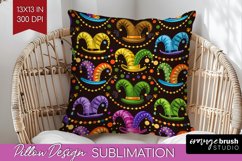 Mardi Gras Pillow Sublimation - Carnival Pillow Cover PNG Product Image 1