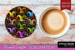 Mardi Gras Round Coaster - Carnival Coaster PNG Sublimation Product Image 1