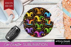 Mardi Gras Car Coaster - Carnival Coaster PNG Sublimation Product Image 1
