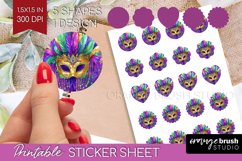 Mardi Gras Round Sticker - Carnival Printable Sticker Sheet Product Image 1