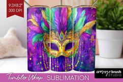 Mardi Gras Tumbler Wrap - Carnival Tumbler PNG Sublimation Product Image 1