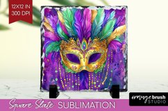 Mardi Gras Slate PNG - Carnival Square Slate Sublimation Product Image 1