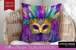 Mardi Gras Pillow Sublimation - Carnival Pillow Cover PNG Product Image 1