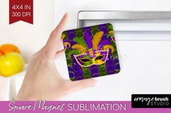 Mardi Gras Magnet Sublimation - Carnival Square Magnet PNG Product Image 1