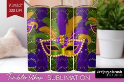 Mardi Gras Tumbler Wrap - Carnival Tumbler PNG Sublimation Product Image 1