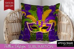 Mardi Gras Pillow Sublimation - Carnival Pillow Cover PNG Product Image 1