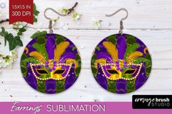 Mardi Gras Round Earrings - Carnival PNG Sublimation Product Image 1