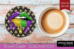 Mardi Gras Round Coaster - Carnival Coaster PNG Sublimation Product Image 1