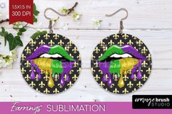 Mardi Gras Round Earrings - Carnival PNG Sublimation Product Image 1