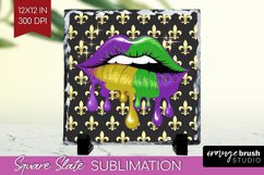 Mardi Gras Slate PNG - Carnival Square Slate Sublimation Product Image 1